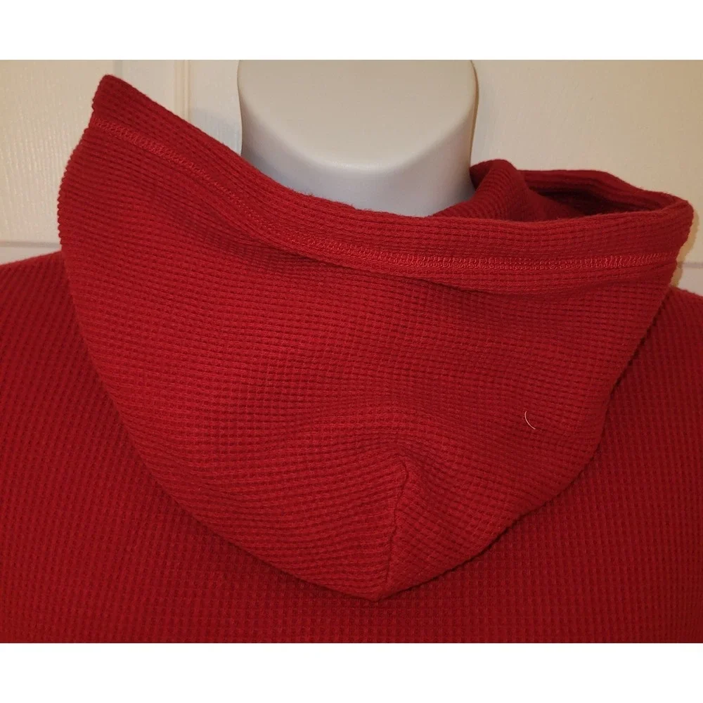 Polo Ralph‎ Lauren Hoodie M Red Waffle Knit Pony Logo-100% Cotton